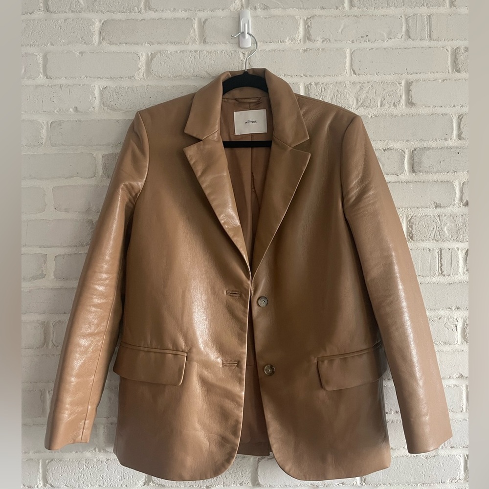 Wilfred Tan Vegan Leather Blazer, Size 2XS